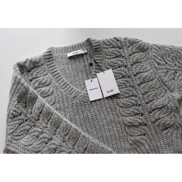 b+ab Women's Size Small Gray Layered Knit Jumper V-Neck Pullover Sweater $395 - Picture 11 of 11